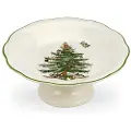 Spode - Kagefad på fod Christmas Tree Ø 18 cm - Hvid - Serveringsfade - - Homeroom
