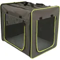 Zooplus Exclusive Foldbar transportkasse First Class Basic - Str. M: B 46 x D 61 x H 53,5 cm, gråbrun / neongrøn