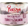 Purizon Økonomipakke: 24 x 200 g Purizon Adult - Kyllingefilet & Kalkun + Laks