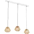 QAZQA Bambus pendellampe med hvid aflang 3-lys - Canna Diamond