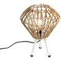 QAZQA Rustik bordlampe tripod bambus med hvid - Canna Diamond