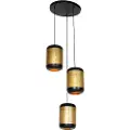 QAZQA Vintage pendellampe sort med messing rund 3-lys - Kayleigh