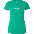 Pepe Jeans Pepe Jeanstil kvinder. PL505202 New Virginia T-shirt grøn (M), Casual, Bomuld, Korte ærmer, Bæredygtig