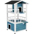 Zooplus Exclusive Kattehus Penthouse - L 72 x B 72 x H 124 cm - blå/ hvid