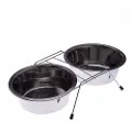 Zooplus Exclusive Dobbeltskål af rustfrit stål, med holder - 2 x 350 ml, Ø 13 cm