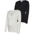 Mamalicious Emma Maternity T-shirt Med Lange ærmer Og V-hals 2 Enheder