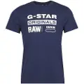 G-Star G-Startil mænd. D14143-336-6067 T-shirt Graphic 8 navy (L), Casual, Korte ærmer, Økologisk bomuld, Bæredygtig, Blå