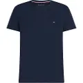Tommy Hilfiger Tommy Hilfigertil mænd. MW0MW27539 TH Flex T-shirt med marineblå slim fit (3XL), Casual, Korte ærmer, Økologisk bomuld, Bæredygtig