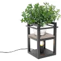 QAZQA Industriel bordlampe sort med træ - Cage Rack