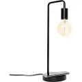 QAZQA Moderne sort bordlampe med trådløs opladning - Facil
