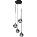 QAZQA Art Deco Pendellampe sort med røgglas 4-lys - Wallace