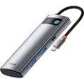 Baseus Hub-adapter 7-i-1 USB-C til 2x USB 3.0 + HDMI + USB-C PD USB hub - USB 3.0 - 7 ports - Grå