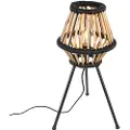 QAZQA Rustik trebenet bordlampe bambus med sort - Evalin