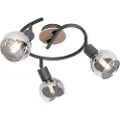 QAZQA Loftslampe sort 44,5 cm med røgglas og træ 3-lys - Vidro
