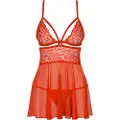 Obsessive 838-BAB-3 – Fræk blonde babydoll og tanga (rød)