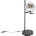 QAZQA Art Deco bordlampe sort og røgglas - Flore