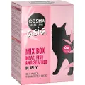 Cosma Økonomipakke: 24 x 100 g Cosma Asia portionspose - Mix Asia: 6 varianter 1 kylling&tun, 1 tun&krabbe, 1 kylling&rejer, 1 kylling & kyllingelever, 1 tun&okse, 1 tun&laks