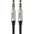 Baseus Yiven 3.5mm AUX Lydkabel CAM30-CS1 - 1.5m - Sort / Sølv