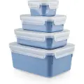 Tefal Opbevaringskrukke til køkken MASTER SEAL COLOUR EDITION N1030810 , sæt med 4 stk, blå, plastik, Tefal