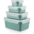 Tefal Opbevaringskrukke til køkken MASTER SEAL COLOUR EDITION N1031010 , sæt med 4 stk, grøn, plastik, Tefal