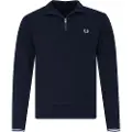 Fred perry Fred Perrytil mænd. M3574 Sweatshirt med halv lynlås, sort (S), Casual, Bomuld