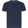 Fred perry Fred Perrytil mænd. M1588 T-shirt Twin Tipped sort (S), Casual, Bomuld, Korte ærmer