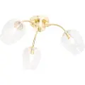 QAZQA Klassisk loftslampe guld med glas 3-lys - Elien