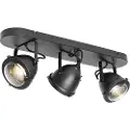 QAZQA Industriel spotlight sort aflang justerbar 3-lys - Emado