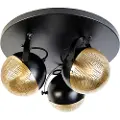 QAZQA Industriel spotlight sort med messing 3-lys - Haicha