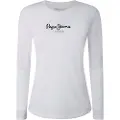 Pepe Jeans Pepe Jeanstil kvinder. PL505203 New Virginia Ls N T-shirt hvid (XS), Casual, Bomuld, Lange ærmer