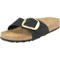 Birkenstock Birkenstocktil kvinder. 1023373 Madrid Big Buckle læder sandaler sort (41), Fast, Ingen, Casual