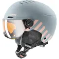 Uvex Rocket JR Visor, skihjelm med visir, junior, lysegrå/lyserød