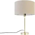 QAZQA Bordlampe guld justerbar med skærm lysebrun 35 cm - Parte