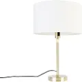 QAZQA Bordlampe guld justerbar med skærm hvid 35 cm - Parte