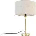 QAZQA Bordlampe guld justerbar med lysegrå skærm 35 cm - Parte