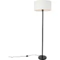 QAZQA Gulvlampe sort med skærm hvid 50 cm - Simplo