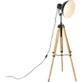 QAZQA Industriel Tripod Gulvlampe Sort med Træ - Mangoes