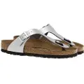 Birkenstock Birkenstocktil kvinder. 43853 Gizeh Birko-Flor-sandaler sølv (39), Sølvfarvet, Fast, Ingen, Casual, Genanvendt polyester