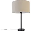 QAZQA Moderne bordlampe sort med bouclé-skærm lysebrun 35 cm - Simplo