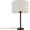 QAZQA Moderne bordlampe sort med bouclé-skærm lysegrå 35 cm - Simplo