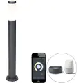 QAZQA Smart udendørs lampestolpe antracitgrå 80 cm inkl. Wifi P45 - Rox