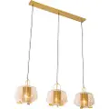QAZQA Pendellampe guld med ravfarvet glas 30 cm lang 3-lys - Kevin