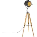 QAZQA Tripod gulvlampe sort med træ Studio Spot - Radient