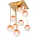 QAZQA Art Deco loftslampe guld med pink glas 9-lys - Athen