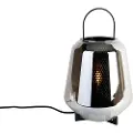 QAZQA Art Deco bordlampe sort med røgglas 23 cm - Kevin