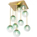 QAZQA Art Deco loftslampe guld med grønt glas 9-lys - Athen
