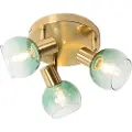 QAZQA Art Deco loftspot guld med grønt glas 3-lys - Vidro