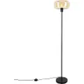 QAZQA Art Deco gulvlampe sort med ravfarvet glas - Bizle