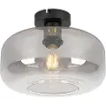 QAZQA Art Deco loftslampe sort med røgglas - Bizle