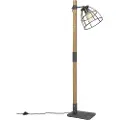 QAZQA Industriel gulvlampe mørkegrå med træ - Arthur
